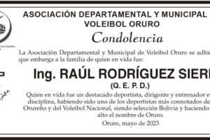 Condolencia por el fallecimiento del Ing. Raúl Rodríguez Sierra