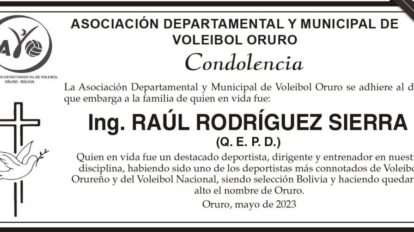 Condolencia por el fallecimiento del Ing. Raúl Rodríguez Sierra