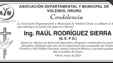 Condolencia por el fallecimiento del Ing. Raúl Rodríguez Sierra