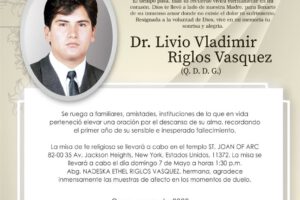 Invitación Religiosa: Dr. Livio Vladimir Riglos Vasquez