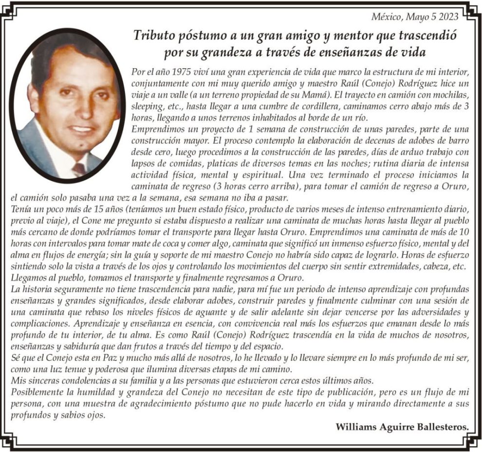 Tributo póstumo a Raúl Rodríguez