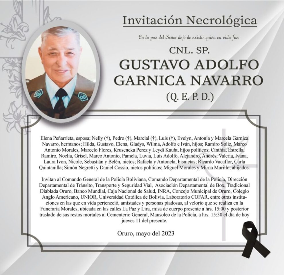 CNL. SP. Gustavo Adolfo Garnica Navarro Q. E. P. D.