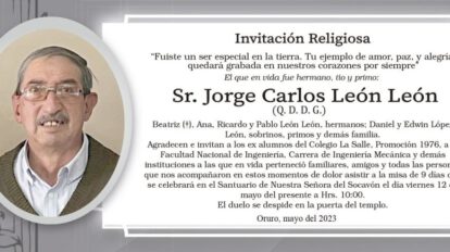 Invitación Religiosa: Jorge Carlos León León