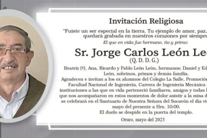 Invitación Religiosa: Jorge Carlos León León