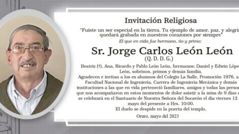 Invitación Religiosa: Jorge Carlos León León