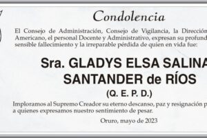 Condolencia por el fallecimiento de Gladys Elsa Salinas Santander