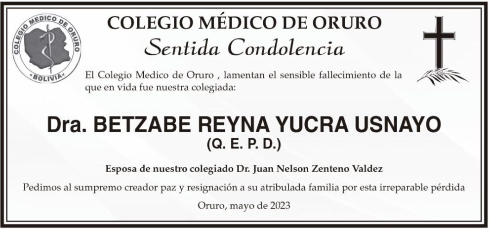 Dra. Betzabe Reyna Yucra Usnayo Q. E. P. D.