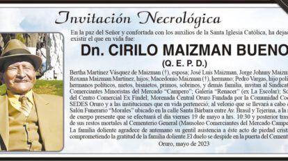 Invitación Necrológica Dn. Cirilo Maizman Bueno
