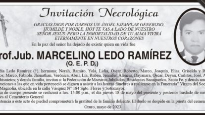 Invitación Necrológica: Prof.Jub. MARCELINO LEDO RAMÍREZ