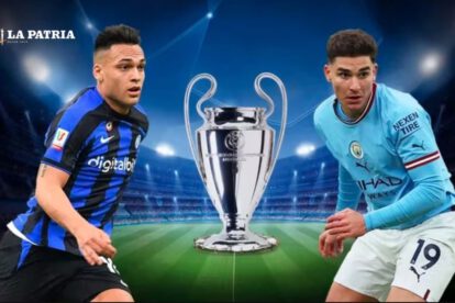 Lautaro Martínez y Julián Álvarez en la final de la Champions League