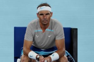 Rafael Nadal durante un descanso