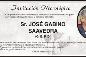 Invitación Necrológica: Sr. José Gabino Saavedra (Q. E. P. D.)
