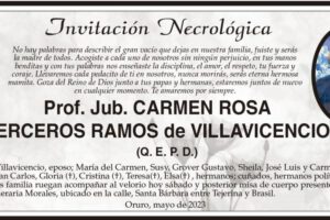 Invitación Necrológica: Carmen Rosa Terceros Ramos