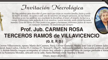 Invitación Necrológica: Carmen Rosa Terceros Ramos
