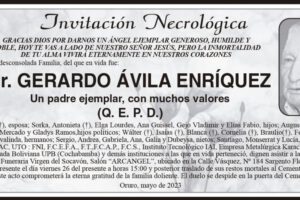 Invitación Necrológica para Gerardo Ávila Enríquez