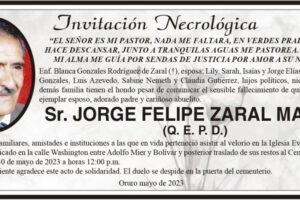 Invitación Necrológica: Jorge Felipe Zaral Magne