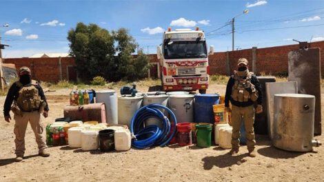 Combustible ilegal decomisado por la ANH