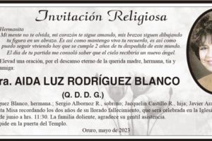 Invitación Religiosa en memoria de Aida Luz Rodríguez Blanco