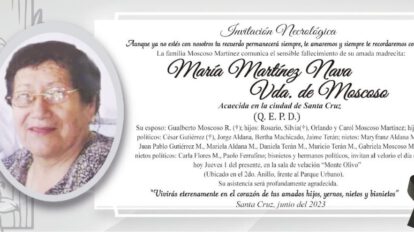 Invitación Necrológica de María Martínez Nava Vda. de Moscoso