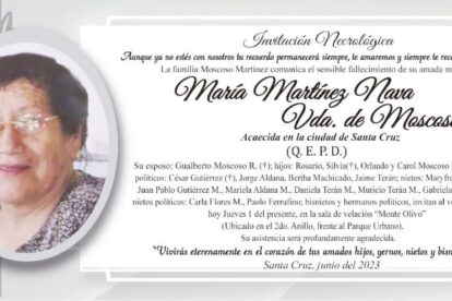 Invitación Necrológica de María Martínez Nava Vda. de Moscoso