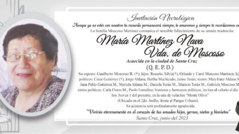 Invitación Necrológica de María Martínez Nava Vda. de Moscoso