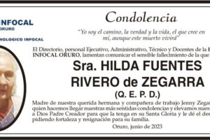 Condolencia por el fallecimiento de Hilda Fuentes Rivero