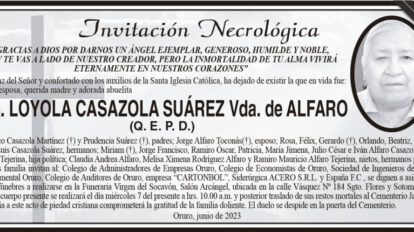 Invitación Necrológica de Loyola Casazola Suárez