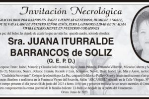 Invitación Necrológica de Juana Iturralde Barrancos