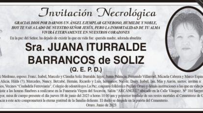 Invitación Necrológica de Juana Iturralde Barrancos