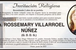 Invitación Religiosa en memoria de Rossemary Villarroel Núñez