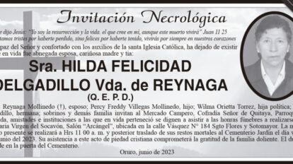 Hilda Felicidad Delgadillo, invitación necrológica