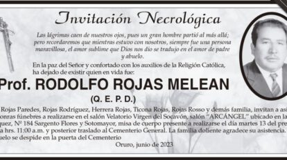 Invitación Necrológica: Prof. Rodolfo Rojas Melean