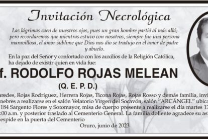 Invitación Necrológica: Prof. Rodolfo Rojas Melean