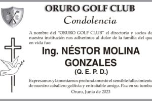 Condolencia por el fallecimiento de Néstor Molina Gonzales