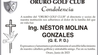 Condolencia por el fallecimiento de Néstor Molina Gonzales