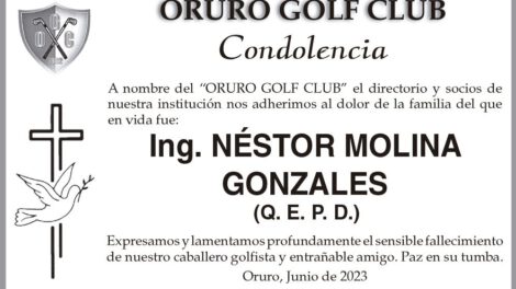Condolencia por el fallecimiento de Néstor Molina Gonzales