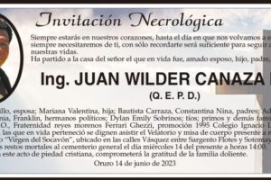 Invitación Necrológica: Ing. Juan Wilder Canaza Nina