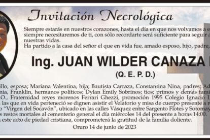 Invitación Necrológica: Ing. Juan Wilder Canaza Nina