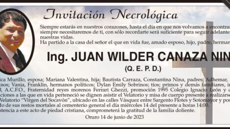 Invitación Necrológica: Ing. Juan Wilder Canaza Nina