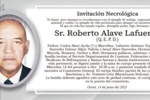 Invitación Necrológica: Roberto Alave Lafuente