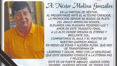 Necrológico de Néstor Molina Gonzáles
