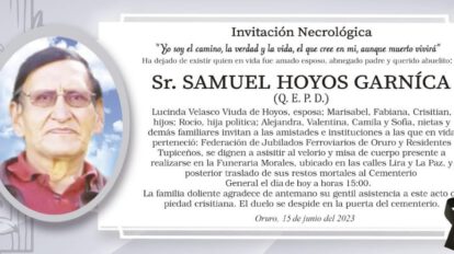 Invitación Necrológica: Samuel Hoyos Garníca