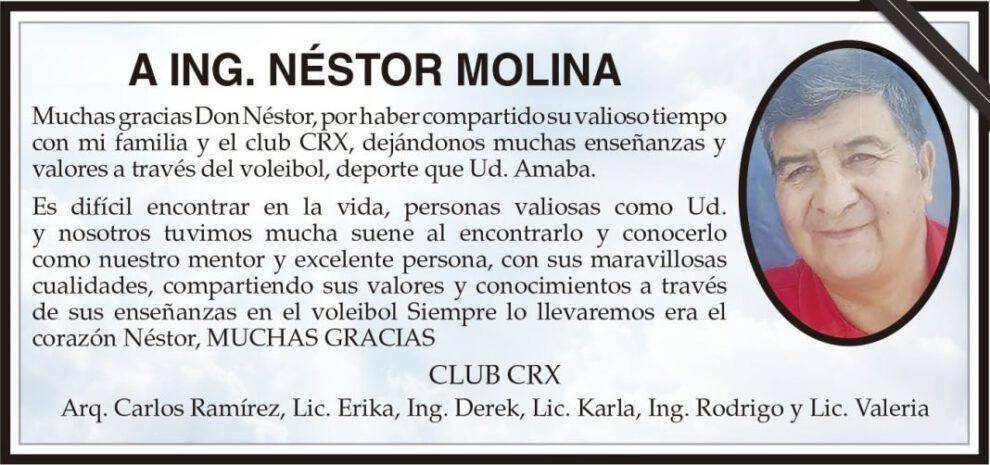Necrológico Néstor Molina