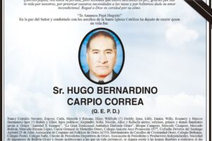 Invitación Necrológica de Hugo Bernardino Carpio Correa