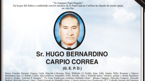 Invitación Necrológica de Hugo Bernardino Carpio Correa