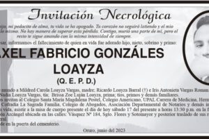 Invitación Necrológica: Axel Fabricio Gonzáles Loayza