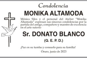 Condolencia por la partida de Donato Blanco