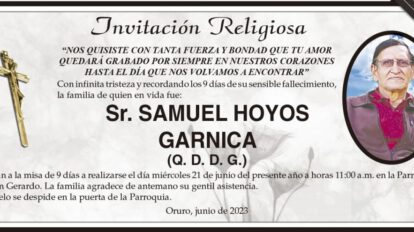 Invitación Religiosa: Samuel Hoyos Garnica