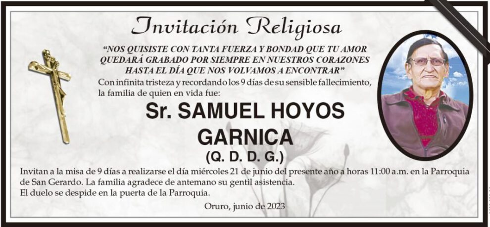 Invitación Religiosa: Samuel Hoyos Garnica