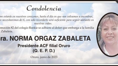 Condolencia por Norma Orgaz Zavaleta